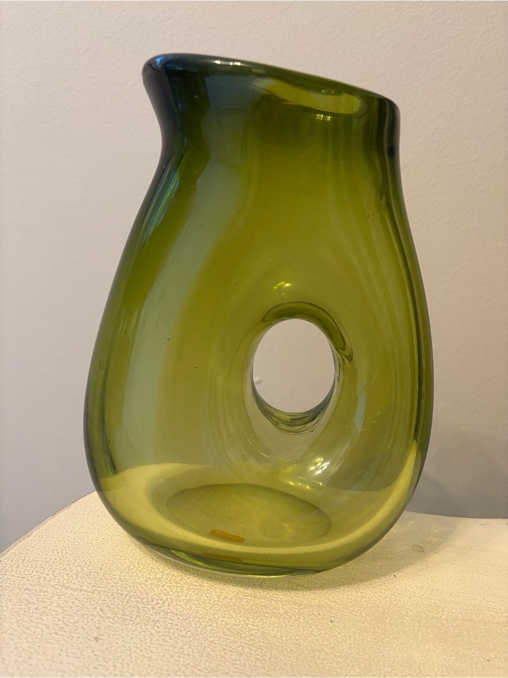 POLS POTTEN Hand-Blown Moss Green Glass Water Pitcher